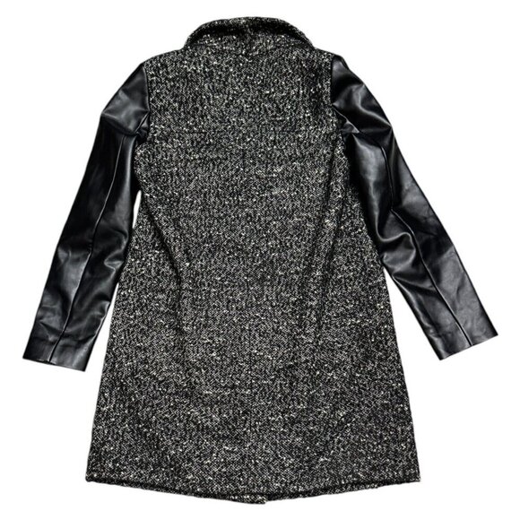 Kenneth Cole New York Wool Blend Faux Leather Luxury Designer Winter Coat Medium - Picture 4 of 5